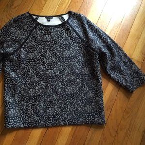 Ann Taylor Bonded Lace Top Black M